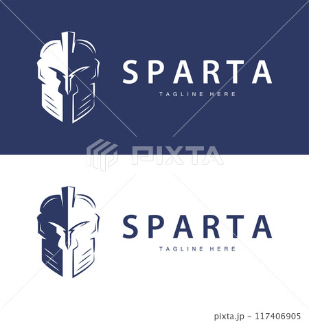 Spartan logo, barbarian warrior badge design simple silhouette spartan war helmet vector Spartan logo, barbarian warrior badge design simple silhouette spartan war helmet vector 117406905