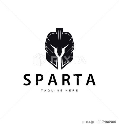 Spartan logo, barbarian warrior badge design simple silhouette spartan war helmet vector Spartan logo, barbarian warrior badge design simple silhouette spartan war helmet vector 117406906