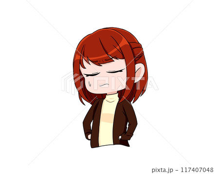 腰に手を当てている長袖の女性3 117407048