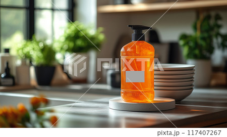 オレンジ色の食器用洗剤 117407267