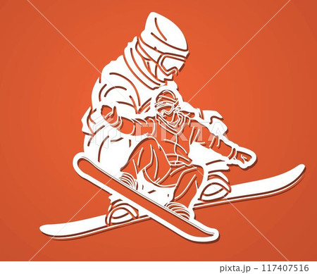 Snowboard Players Mix Action Snowboarder Pose Extreme Sport Cartoon Graphic Vector Snowboard Players Mix Action Snowboarder Pose Extreme Sport Cartoon Graphic Vector 117407516