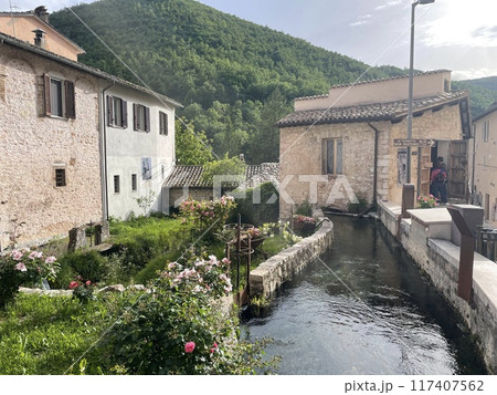 Rasiglia a small village in Umbria Italy 117407562