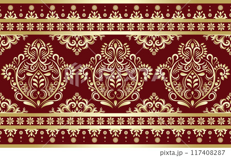 Ethnic Pattern. Ethnic India seamless pattern design oriental style. Damask India Motif. Ethnic Pattern. Ethnic India seamless pattern design oriental style. Damask India Motif. 117408287