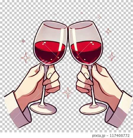 赤ワインで乾杯しているイラスト 117408772
