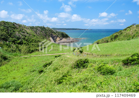 夏の長崎県対馬市の殿崎の風景 夏の長崎県対馬市の殿崎の風景 117409469