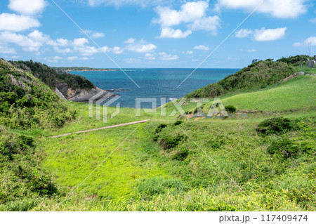 夏の長崎県対馬市の殿崎の風景 夏の長崎県対馬市の殿崎の風景 117409474