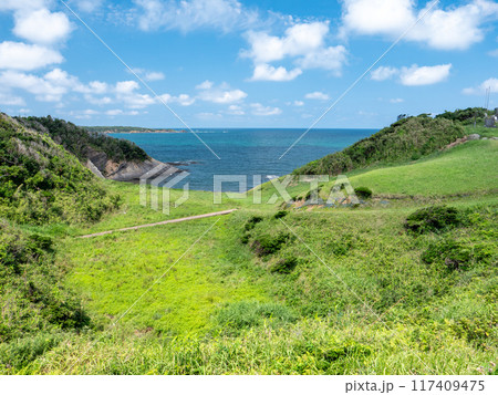夏の長崎県対馬市の殿崎の風景 夏の長崎県対馬市の殿崎の風景 117409475