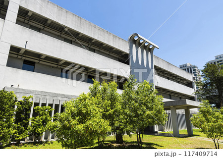 Building view of the Alien Art Center in Kaohsiung, Taiwan. it was formerly the Kin-Ma Military Hostel. Building view of the Alien Art Center in Kaohsiung, Taiwan. it was formerly the Kin-Ma Military Hostel. 117409714