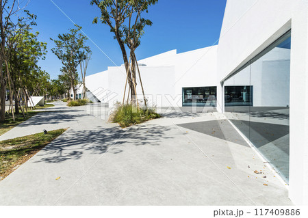 The architectural landscape of the Neiwei Arts Center in Kaohsiung, Taiwan. It is located in the Neiweipi Cultural Park Area of Kaohsiung. The architectural landscape of the Neiwei Arts Center in Kaohsiung, Taiwan. It is located in the Neiweipi Cultural Park Area of Kaohsiung. 117409886