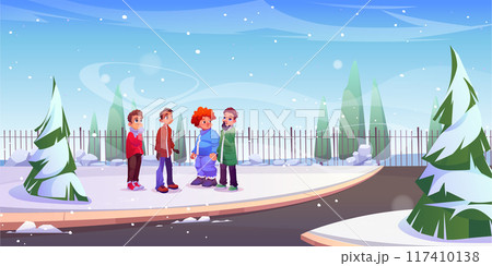 Teen boys in winter city park Teen boys in winter city park 117410138
