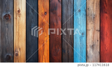 Colorful Rustic Wooden Texture Background 117411618