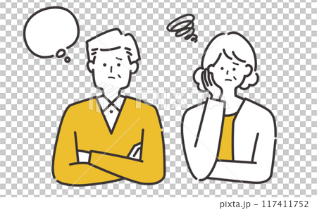 困る・悩む年配夫婦・シニア(男性女性60代70代80代)のイラスト素材 困る・悩む年配夫婦・シニア(男性女性60代70代80代)のイラスト素材 117411752