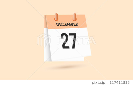 December 27 - calendar and Time planner. Daily Calendar Icon reminder. Vector Illustration. 117411833