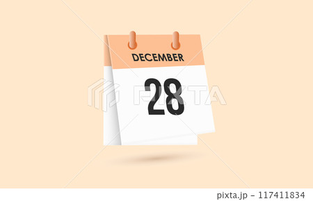 December 28 - calendar and Time planner. Daily Calendar Icon reminder. Vector Illustration. 117411834