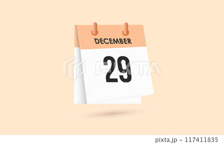 December 29 - calendar and Time planner. Daily Calendar Icon reminder. Vector Illustration. 117411835