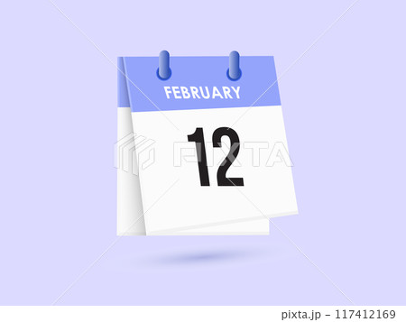 February 12 - calendar and Time planner. Daily Calendar Icon reminder. Vector Illustration. February 12 - calendar and Time planner. Daily Calendar Icon reminder. Vector Illustration. 117412169