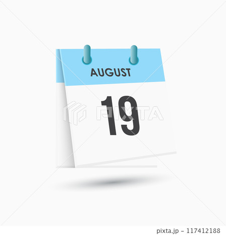 August 19 - calendar and Time planner. Daily Calendar Icon reminder. Vector Illustration. 117412188