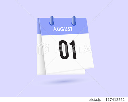 August 1 - calendar and Time planner. Daily Calendar Icon reminder. Vector Illustration. 117412232