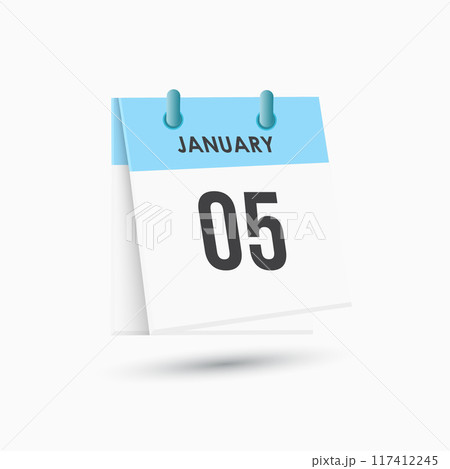 January 5 - calendar and Time planner. Daily Calendar Icon reminder. Vector Illustration. January 5 - calendar and Time planner. Daily Calendar Icon reminder. Vector Illustration. 117412245
