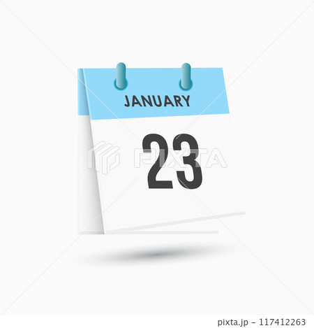 January 23 - calendar and Time planner. Daily Calendar Icon reminder. Vector Illustration. 117412263