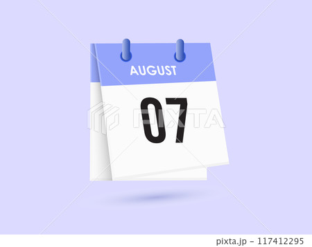 August 7 - calendar and Time planner. Daily Calendar Icon reminder. Vector Illustration. 117412295