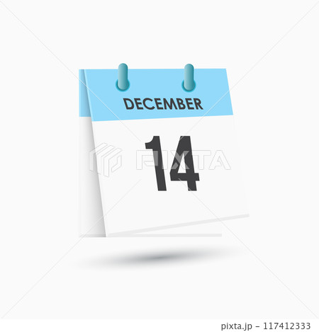 December 14 - calendar and Time planner. Daily Calendar Icon reminder. Vector Illustration. 117412333
