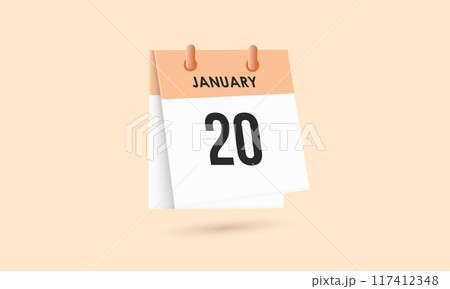 January 20 - calendar and Time planner. Daily Calendar Icon reminder. Vector Illustration. 117412348