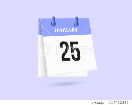 January 25 - calendar and Time planner. Daily Calendar Icon reminder. Vector Illustration. January 25 - calendar and Time planner. Daily Calendar Icon reminder. Vector Illustration. 117412385