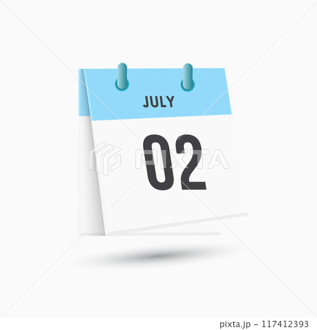 July 2 - calendar and Time planner. Daily Calendar Icon reminder. Vector Illustration. 117412393