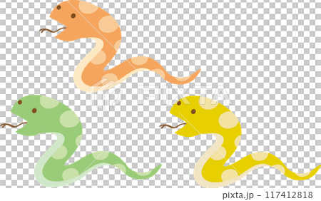 3匹のかわいいヘビのイラスト 117412818