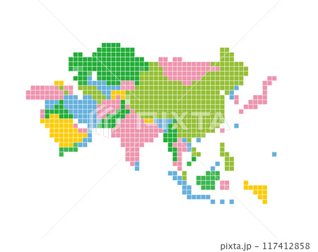アジア色分け地図＿ドット絵 117412858
