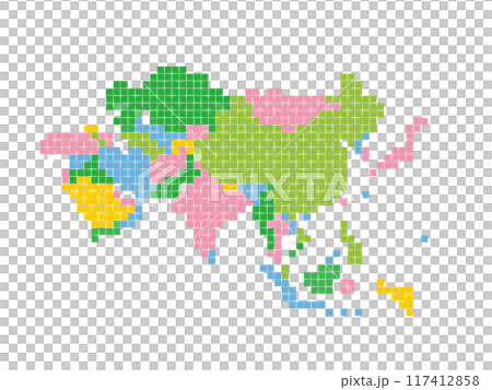 アジア色分け地図＿ドット絵 117412858