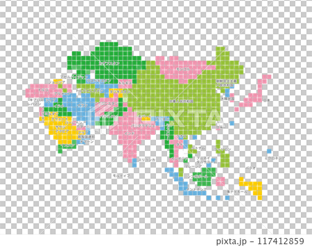 亞洲彩色地圖_像素藝術_包括國家名稱 117412859