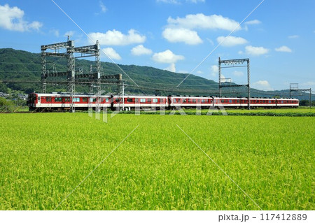 田園地帯を走行する近鉄電車 117412889