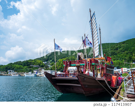 韓国の朝鮮通信使の復元船 長崎県対馬市 韓国の朝鮮通信使の復元船 長崎県対馬市 117413907