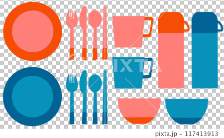 シンプルでかわいいアウトドアの食器セット シンプルでかわいいアウトドアの食器セット 117413913