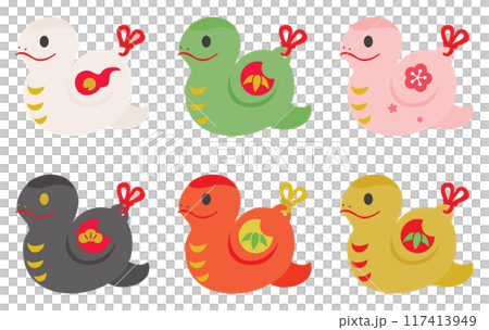 A set of cute snake figurines for the Year of the Snake 117413949