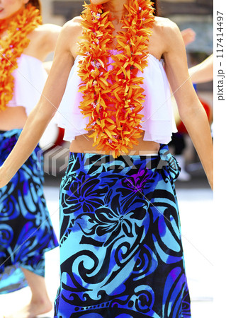 フラダンスを踊る女性のナニ・レイ 117414497