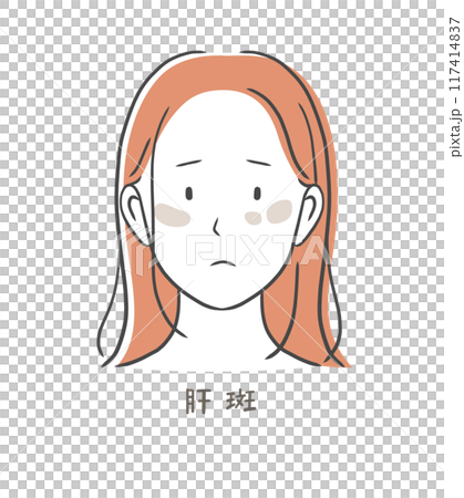 Illustration material of a woman suffering from blemishes (liver spots) 117414837