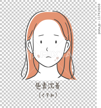 Illustration material of a woman suffering from spots (pigmentation) 117414838