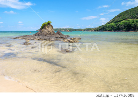 夏の長崎県対馬の三宇田浜の風景 117416009