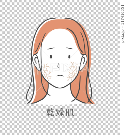 乾燥肌に悩む女性のイラスト素材 117416351