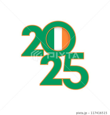 2025 banner with Ireland flag inside. Vector illustration. 117416515