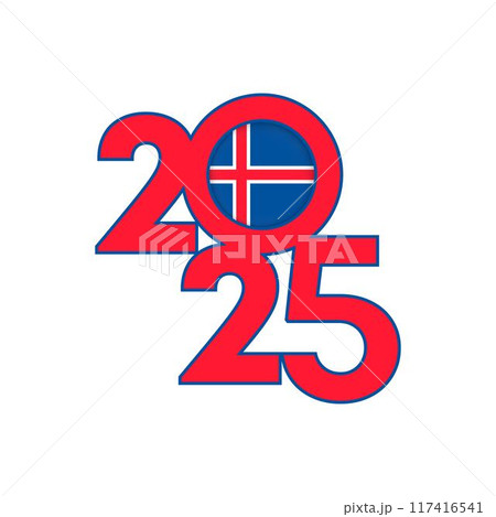 2025 banner with Iceland flag inside. Vector illustration. 117416541