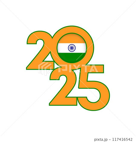 2025 banner with India flag inside. Vector illustration. 2025 banner with India flag inside. Vector illustration. 117416542