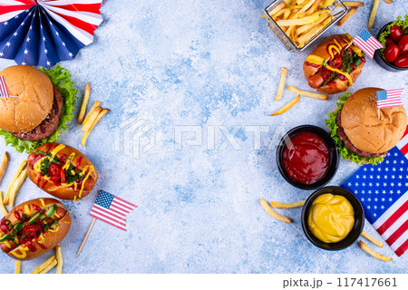 Traditional American food for celebrating July 4 Independence Day Traditional American food for celebrating July 4 Independence Day 117417661