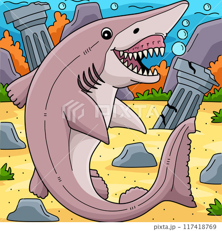 Goblin Shark Colored Cartoon Illustration 117418769