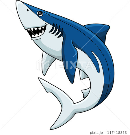 Great Blue Shark Cartoon Colored Clipart  117418858