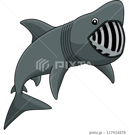 Basking Shark Cartoon Colored Clipart Illustration 117418878