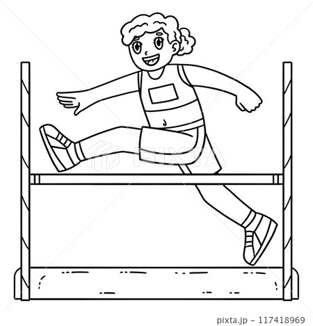 Track and Field Female Jumping Obstacle Isolated  117418969